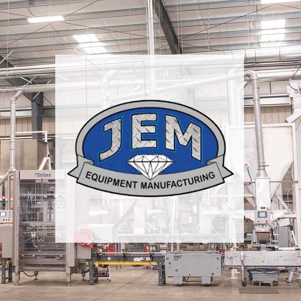 JEM Equipment logo with equipment in the background.